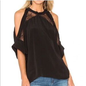 IRO Mya Cold Shoulder with Lace Detail Blouse in Black Size 38(M/6)